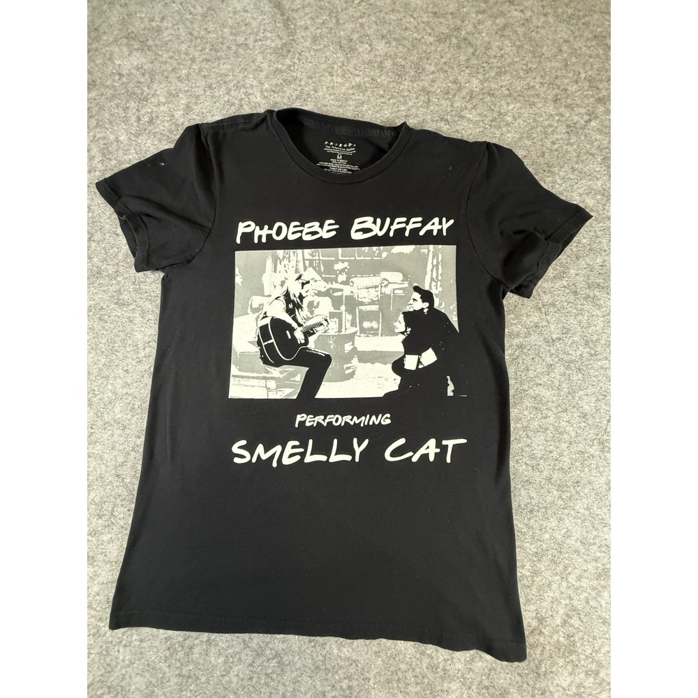 Friends Phoebe Buffay Smelly Cat Graphic T-Shirt Black Cotton Womens Medium